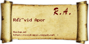 Rövid Apor névjegykártya